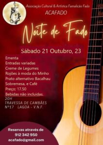 Jantar com Fado no Espaço - 21-10-2023 - Cartaz