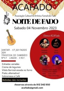 Jantar de Fado no Espaço Acafado - 04-11-2023 - Cartaz