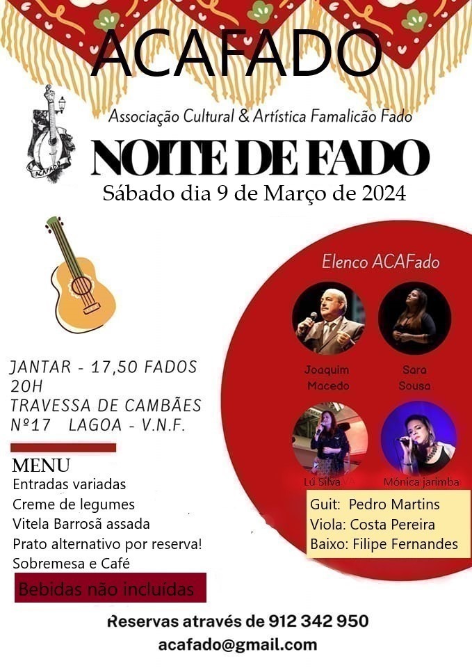 Noite de Fado - 09-03-2024 - Cartaz