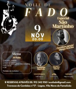 Noite de Fado especial S. Martinho - 09-11-2024 - Cartaz