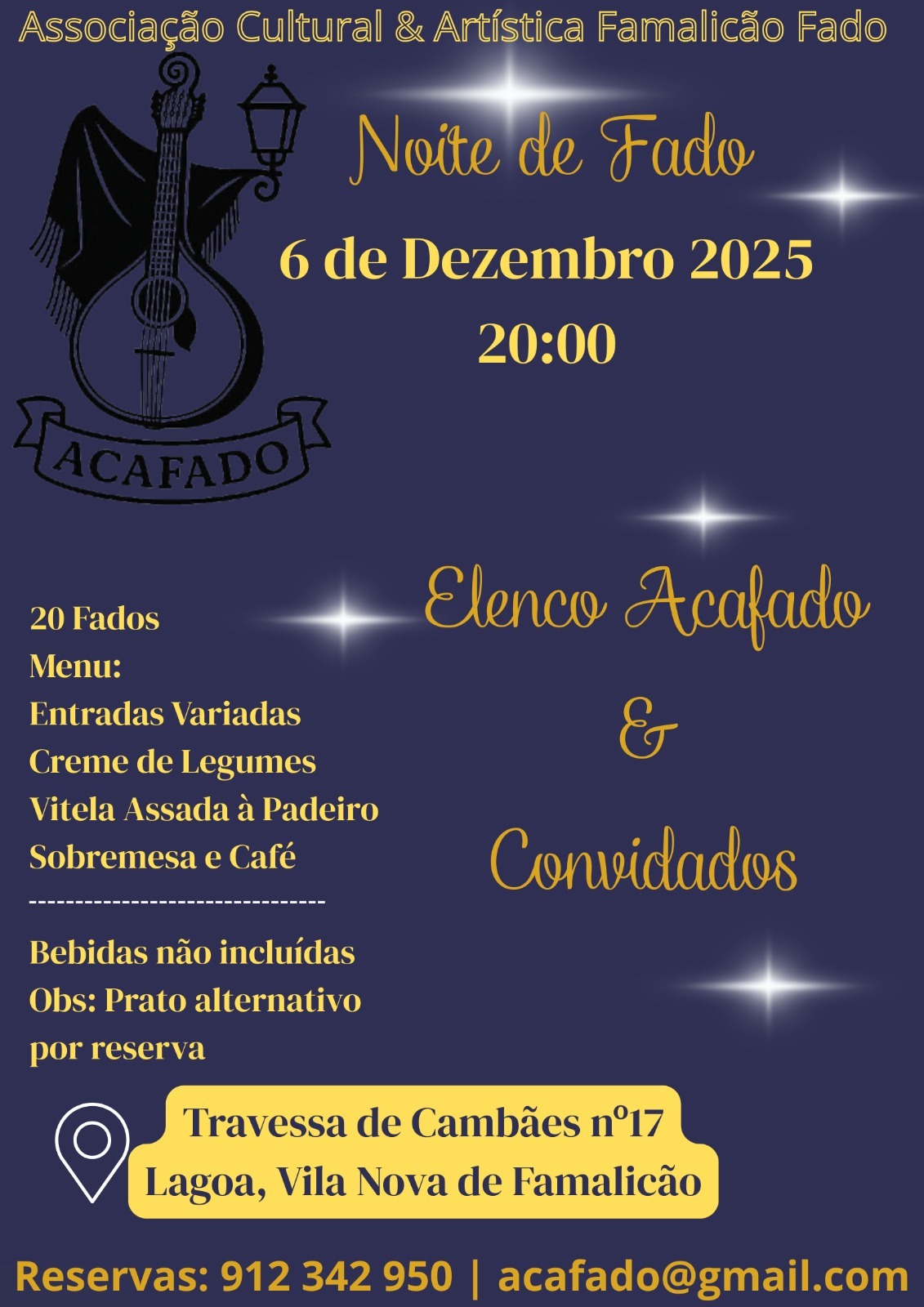 Jantar de Fado - 06-12-2025 - Cartaz