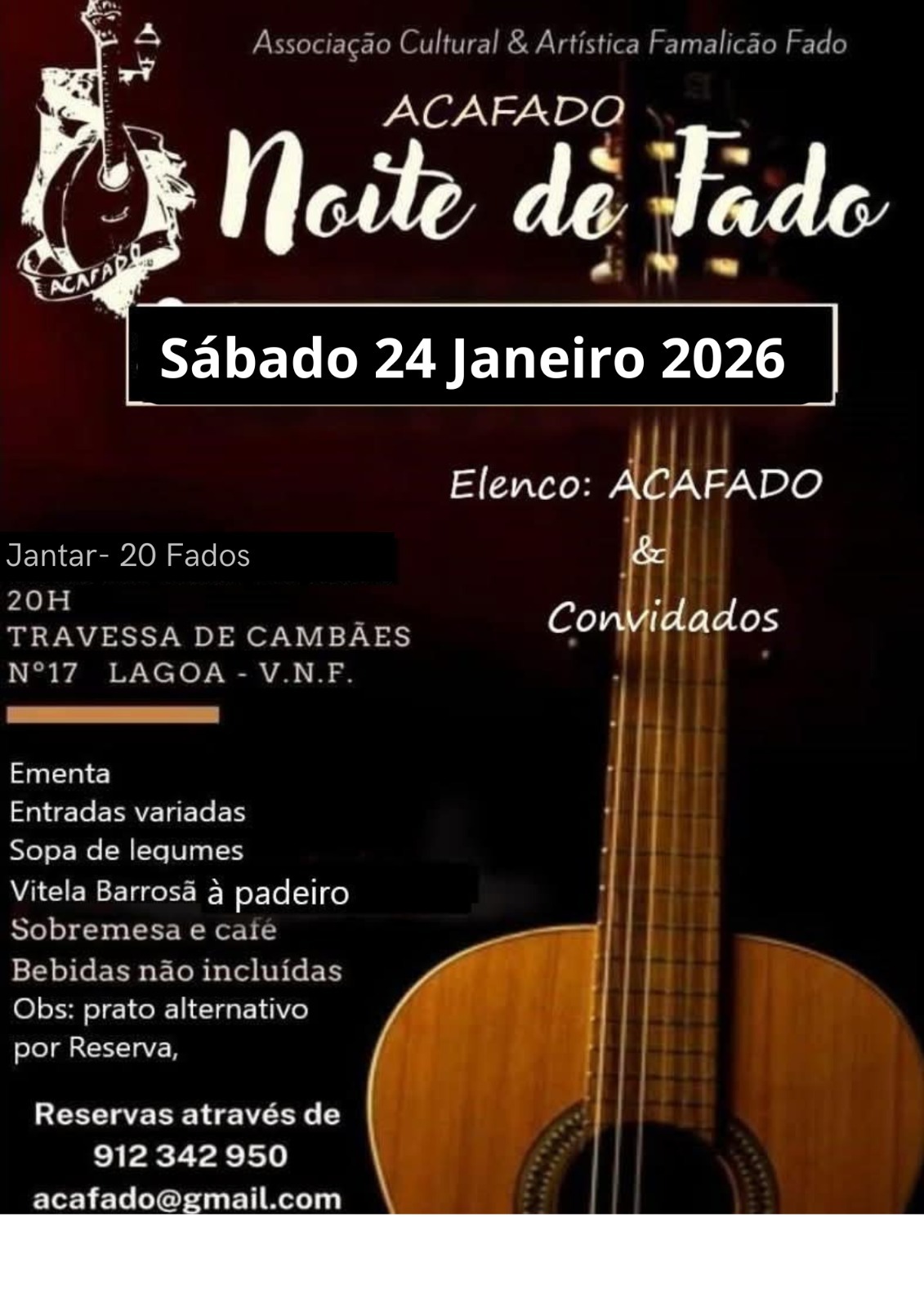 Noite de Fado - 24-01-2026 - Cartaz