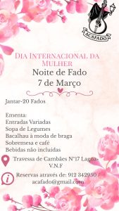 Noite de Fado - Dia Internacional da Mulher - 07-03-2026 - Cartaz
